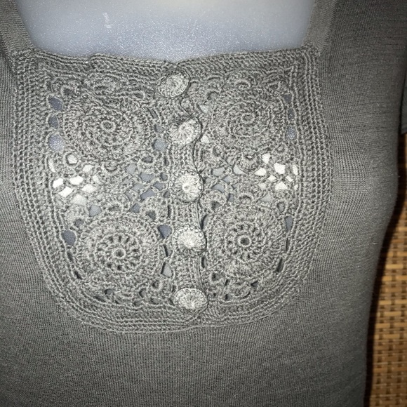 Banana Republic crochet front puff sleeve knit top - Picture 3 of 5